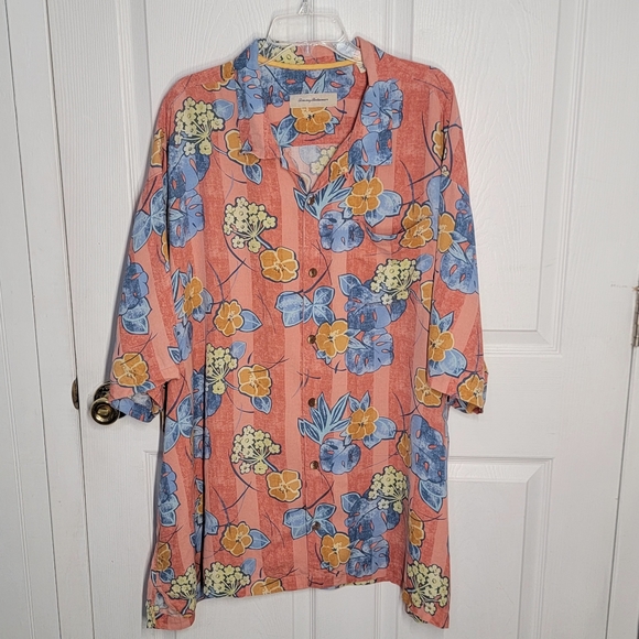 Tommy Bahama Other - Tommy Bahama 100% Silk Orange Floral Shirt Size 3XB